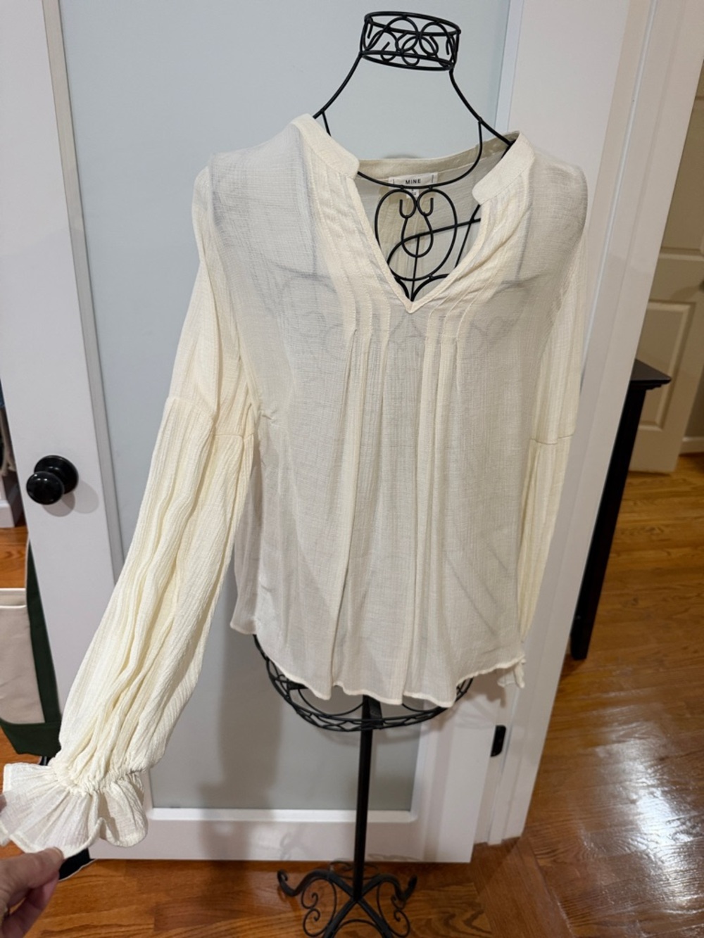 Mine brand Lightweight Cream Peasant Blouse - size L